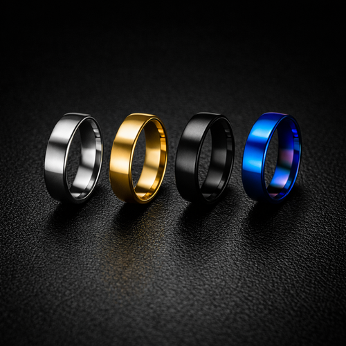 Classic Plain Band Ring – Silver, Gold, Black & Blue