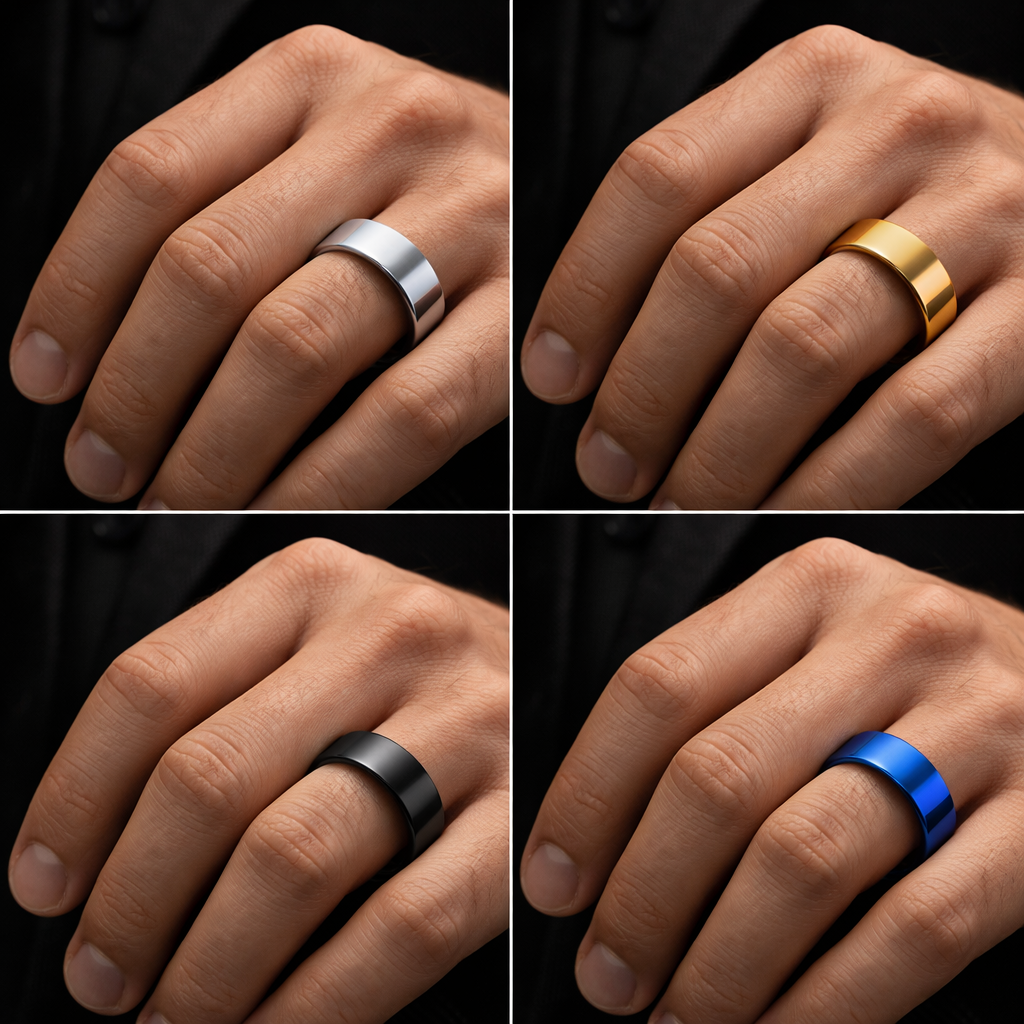 Classic Plain Band Ring – Silver, Gold, Black & Blue