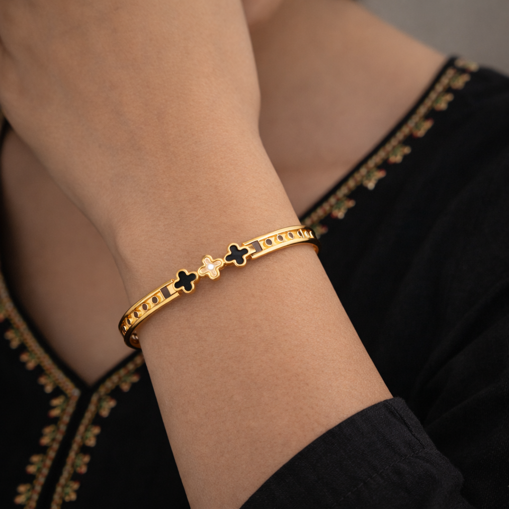 Golden Clover Charm Bracelet