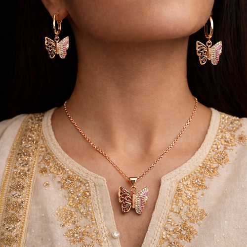 Artistic Butterfly Necklace & Earrings Set