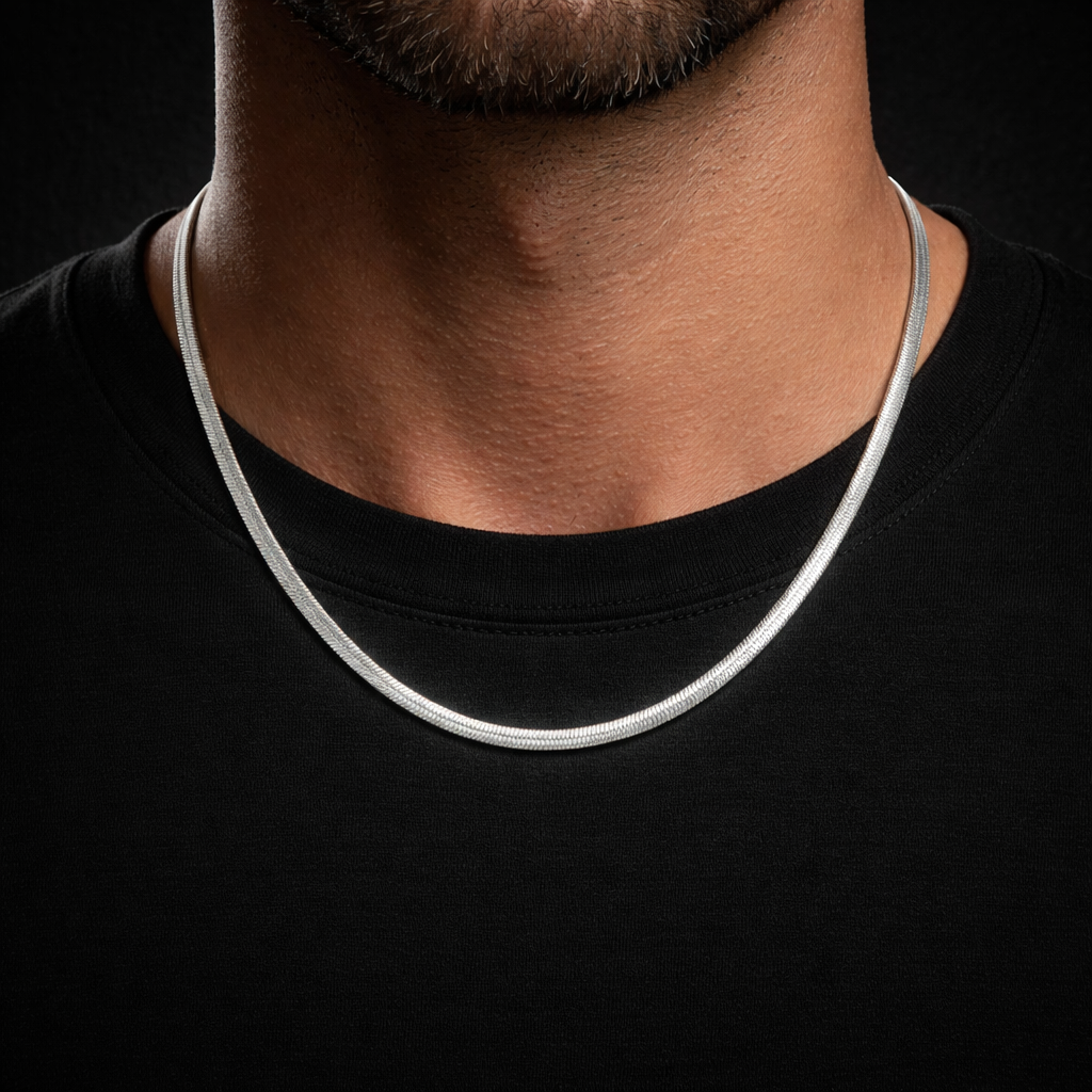Sleek Silver Snake Chain Necklace